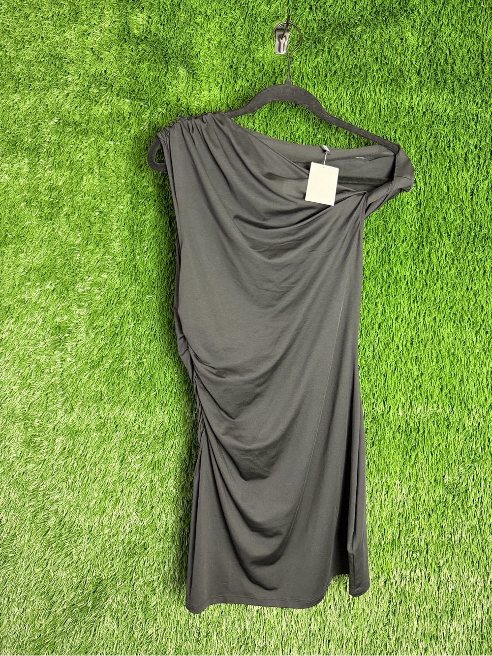 H&M Black One-Shoulder Ruched Draped Dress